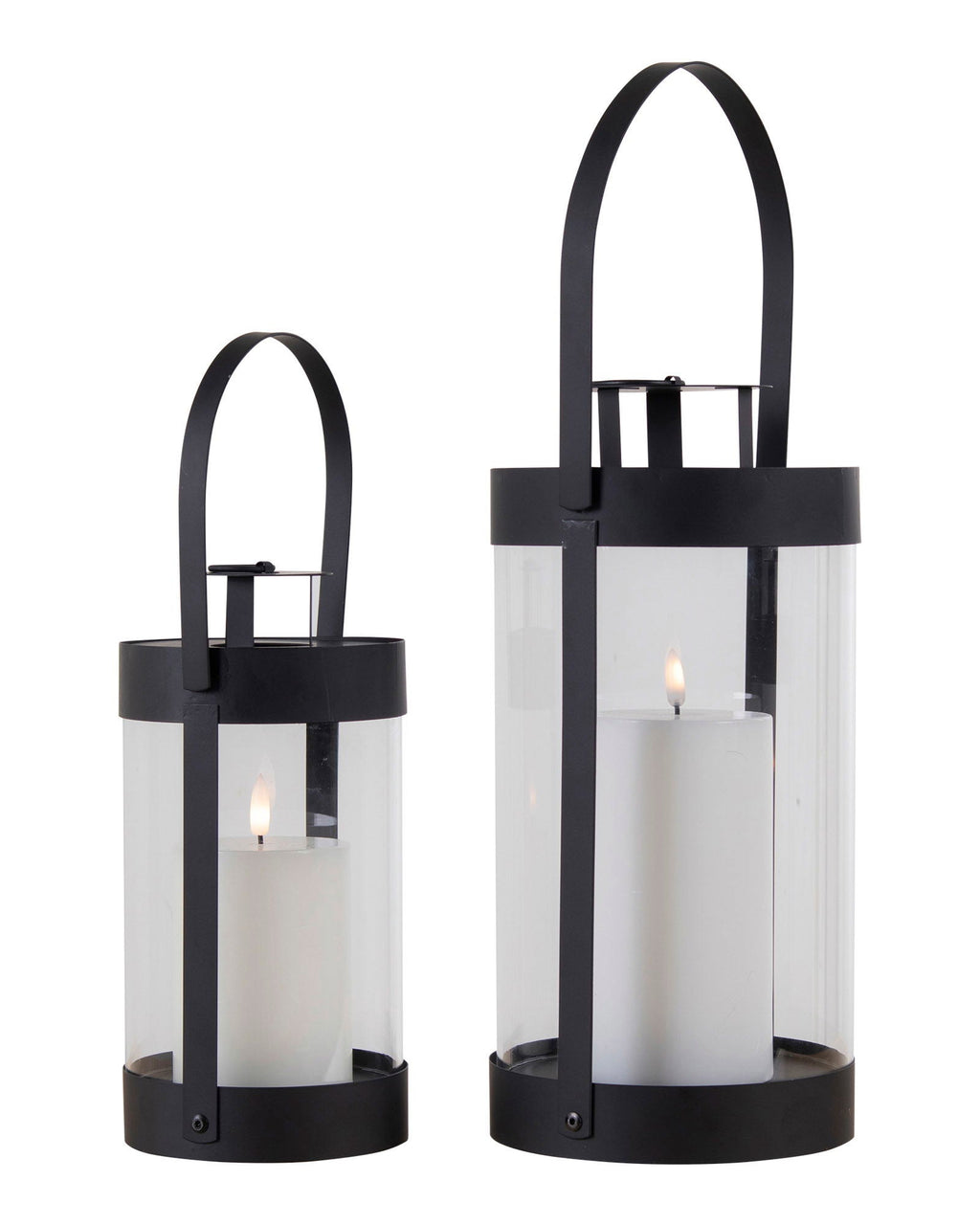 Bondi  - Set 2 Lanterne in acciaio e vetro, nere