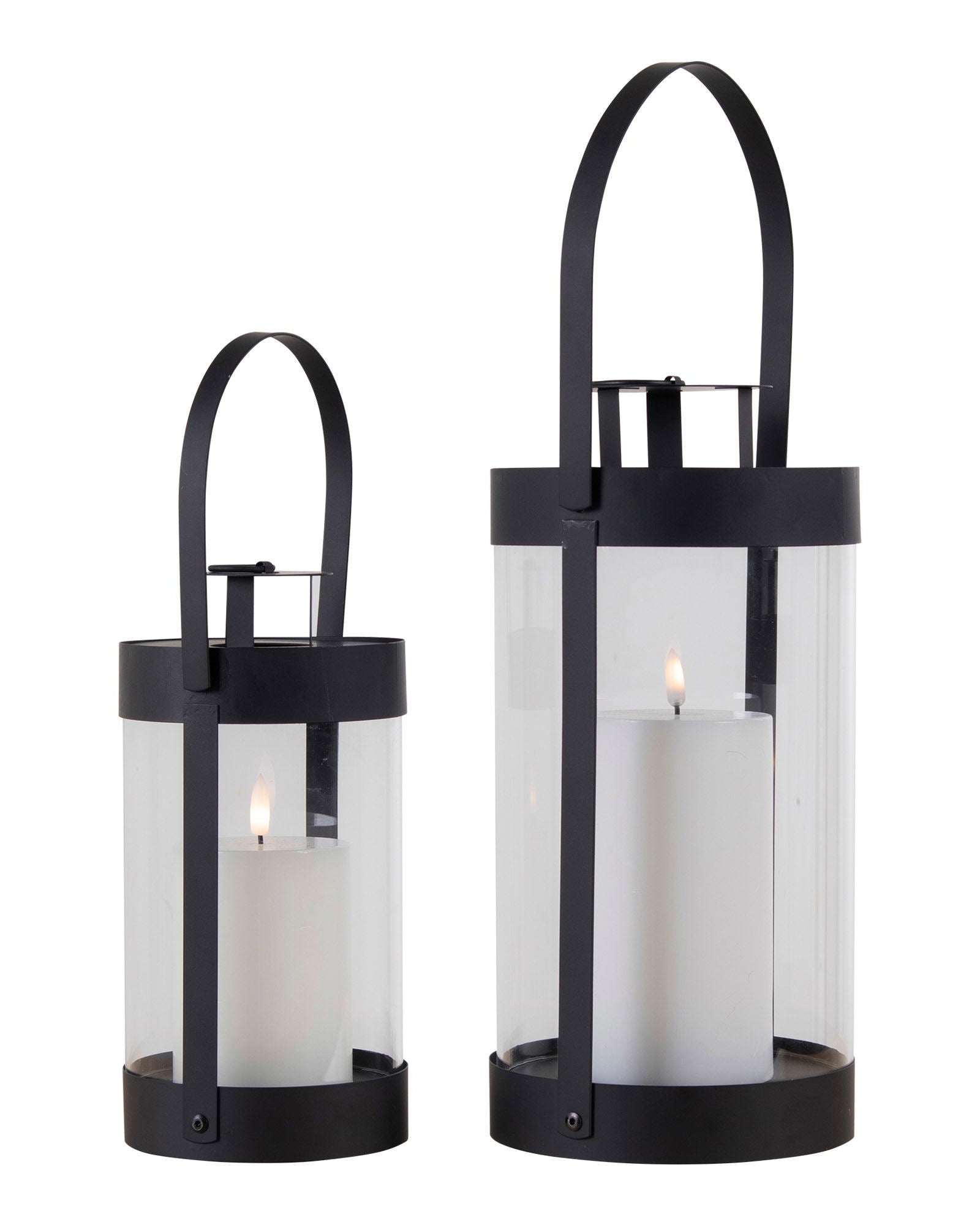 Bondi  - Set 2 Lanterne in acciaio e vetro, nere