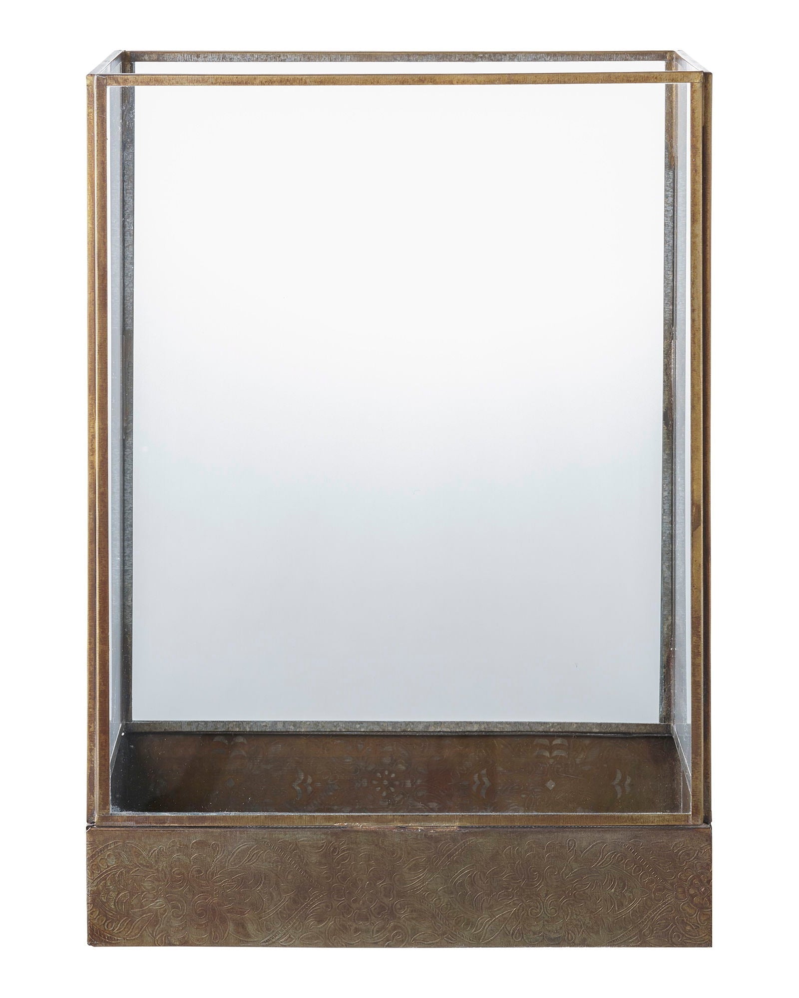 Manali - Lanterna in metallo e vetro, effetto ottone anticato