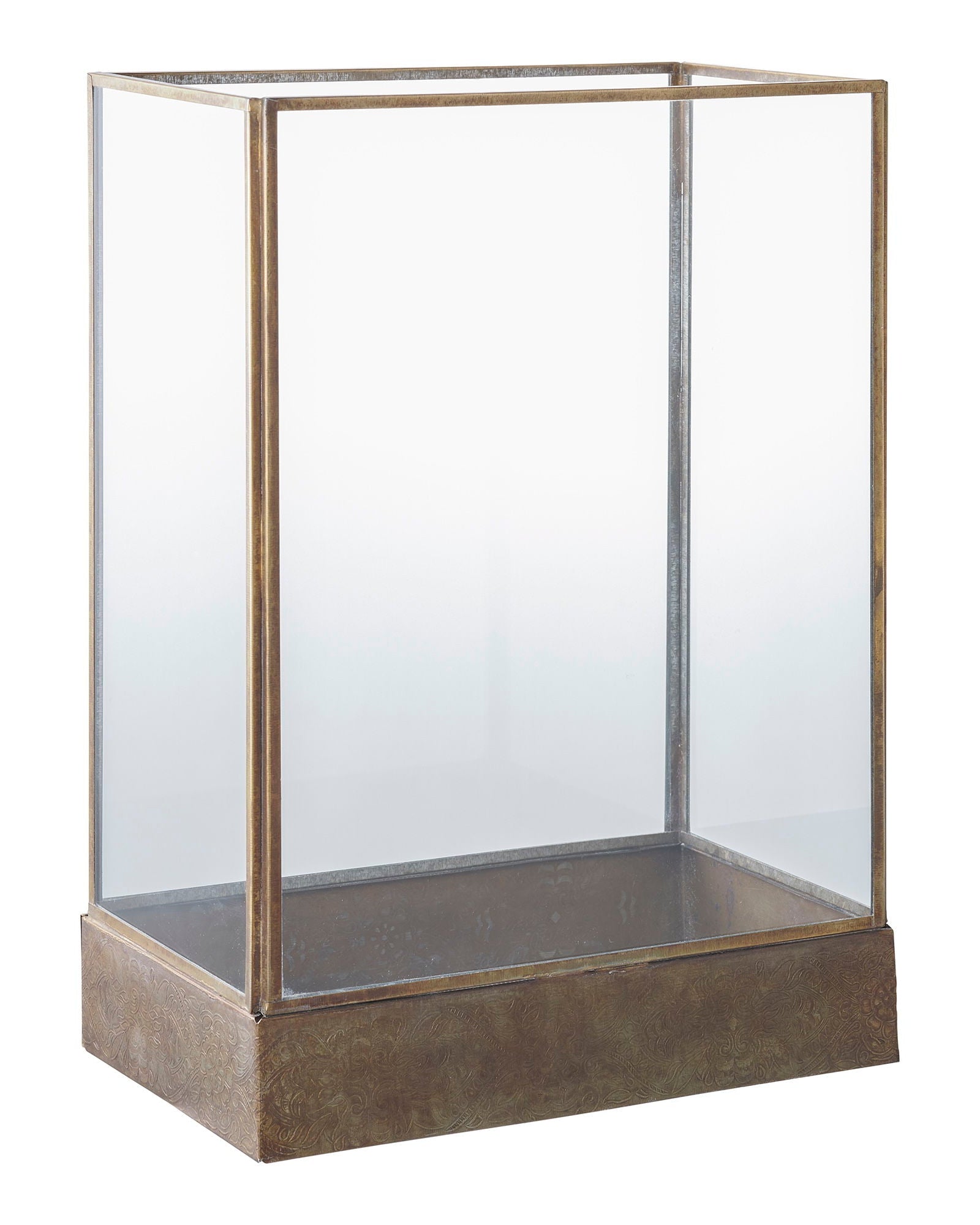 Manali - Lanterna in metallo e vetro, effetto ottone anticato