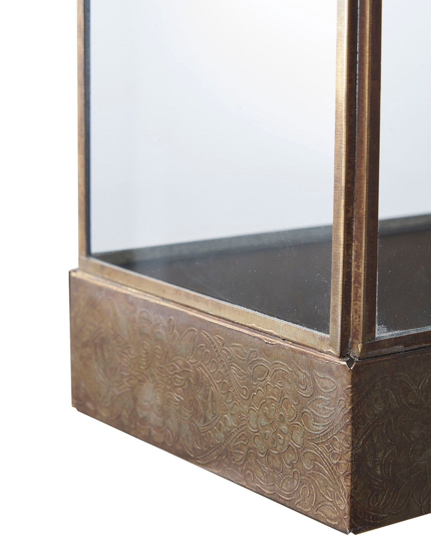 Manali - Lanterna in metallo e vetro, effetto ottone anticato