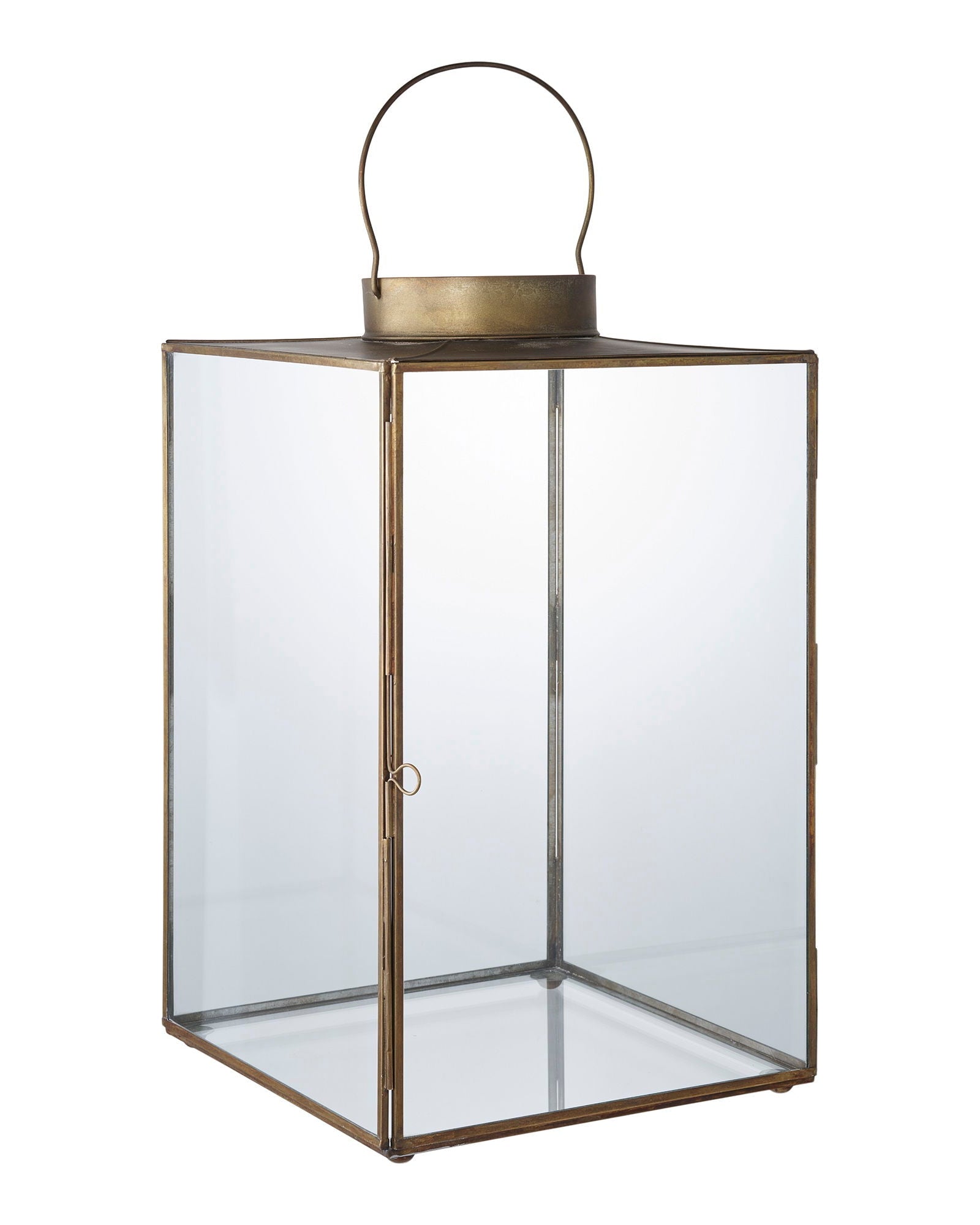 Mohali - Lanterna in metallo e vetro, finitura ottone antico