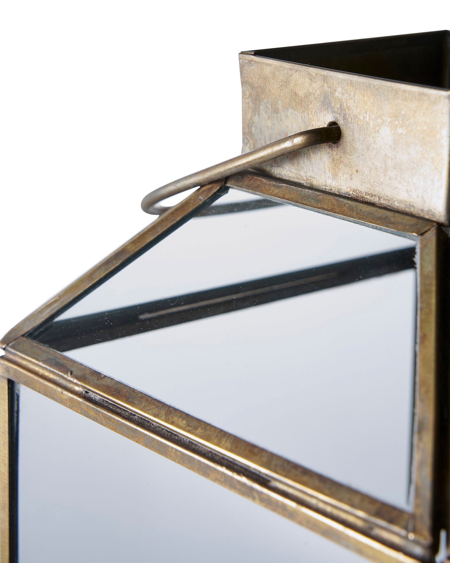 Mysore - Lanterna in metallo e vetro, finitura ottone antico