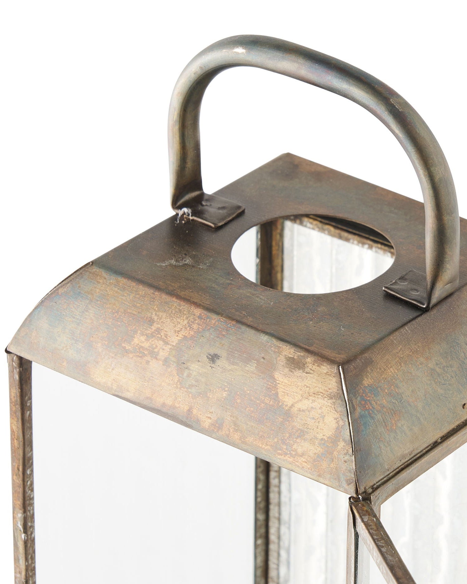 Herslev - Lanterna in vetro e metallo, effetto ottone antico