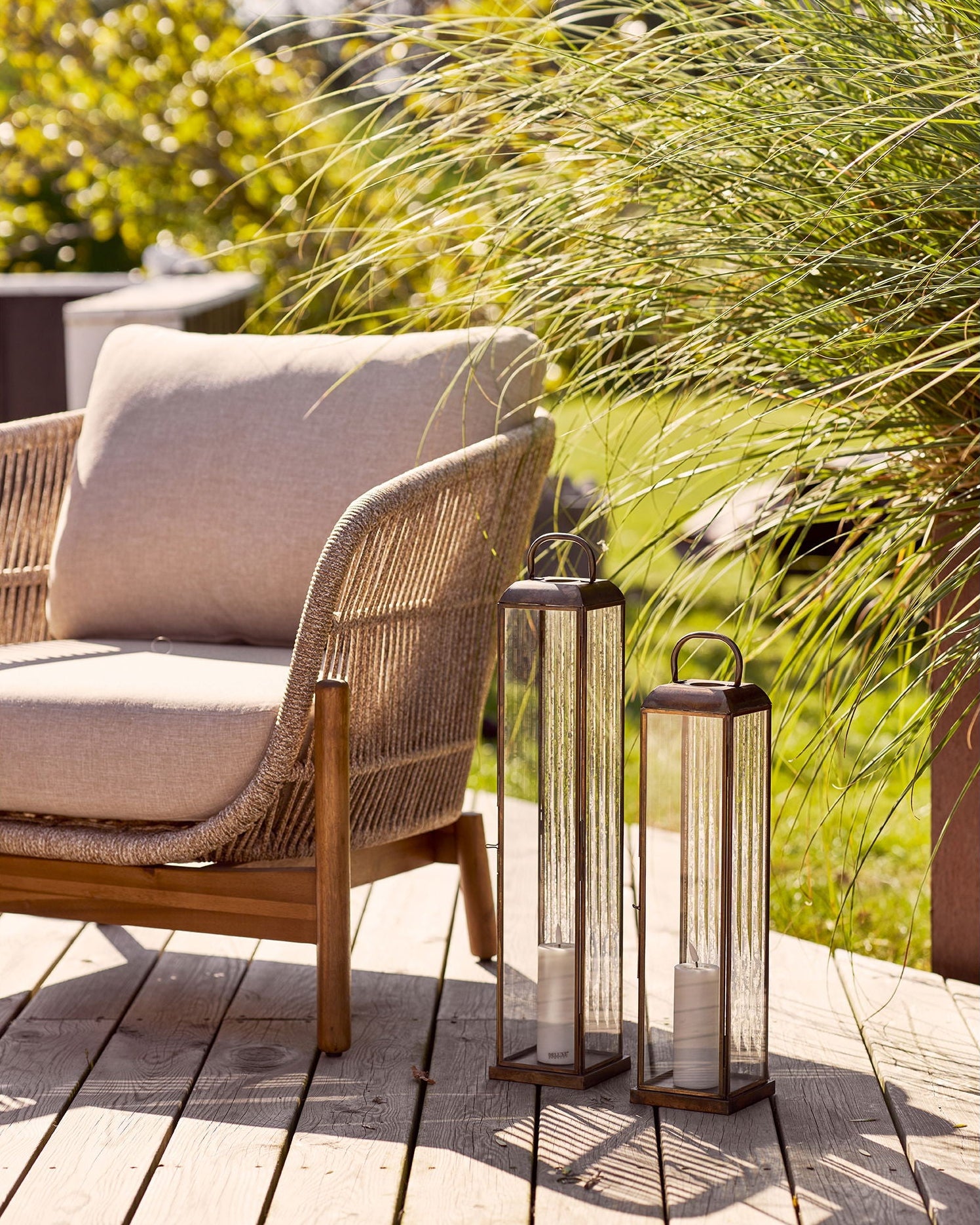 Herslev  - Lanterna in vetro e metallo, finitura ottone antico