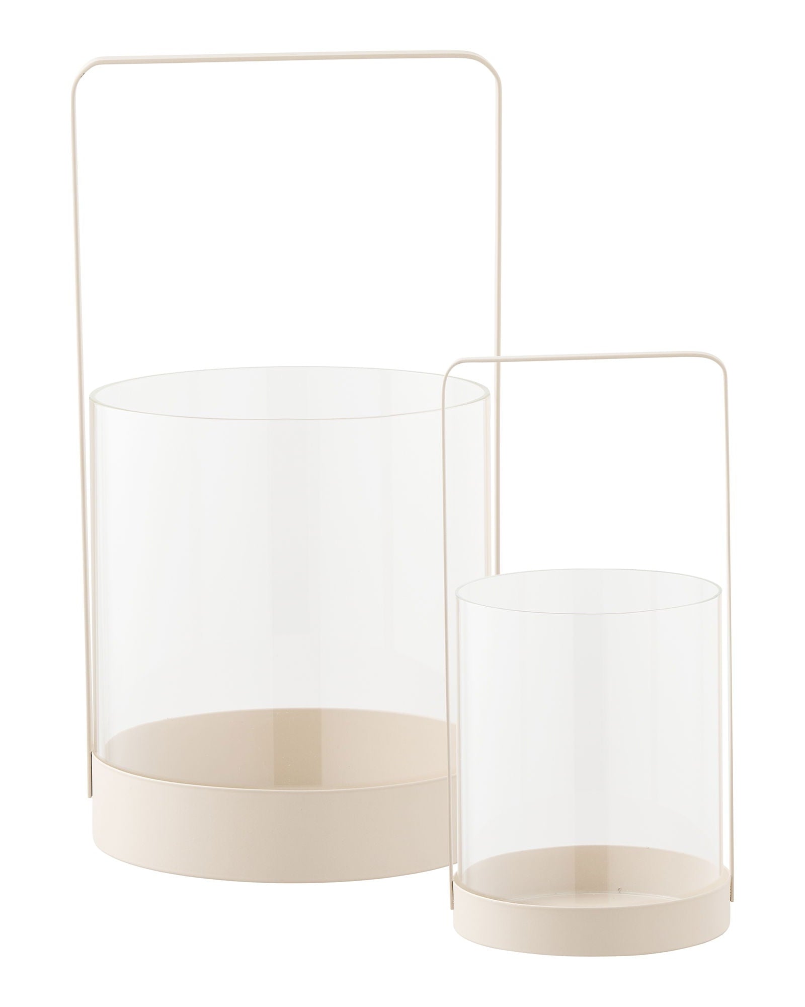 Vanni - set due lanterne in metallo beige