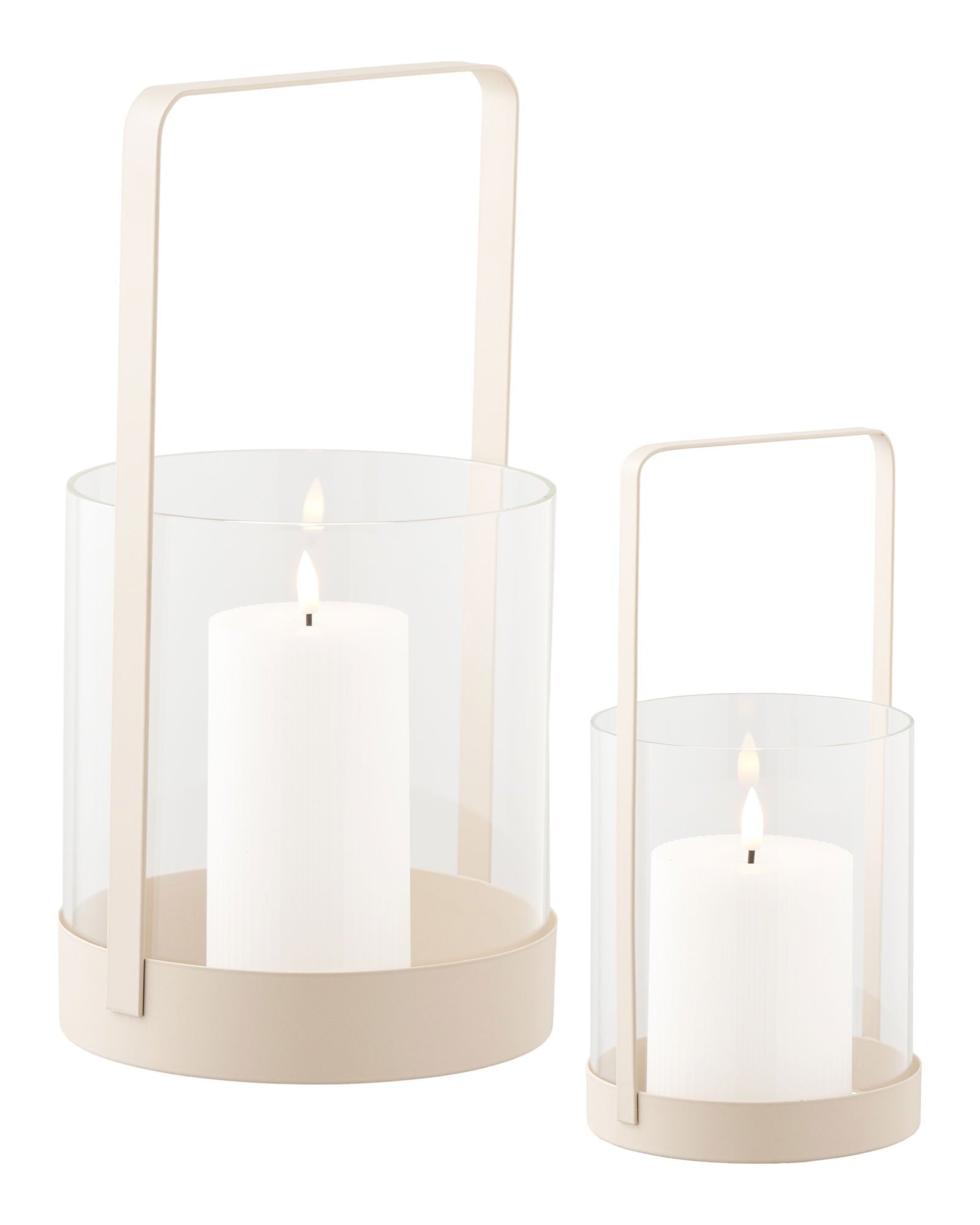 Vanni - set due lanterne in metallo beige