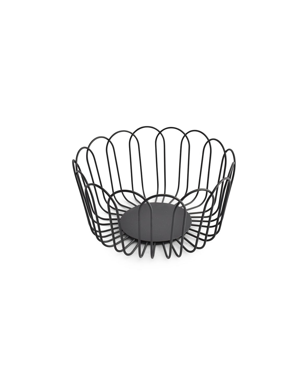 Flores - Cestino in filo di metallo nero, 19xH10 cm