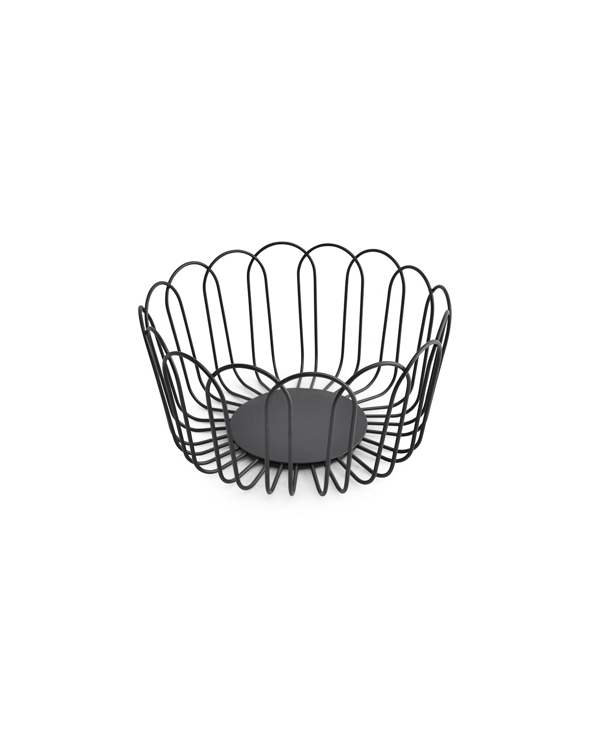 Flores - Cestino in filo di metallo nero, 19xH10 cm