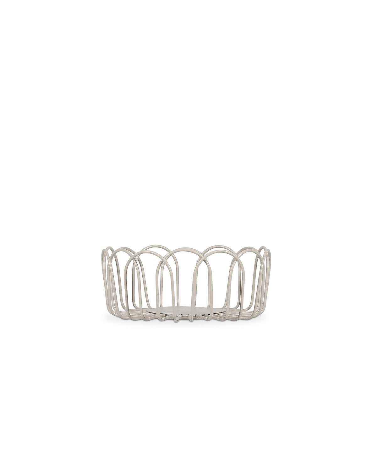 Flores - Cestino in filo metallico grigio, 16xH7cm
