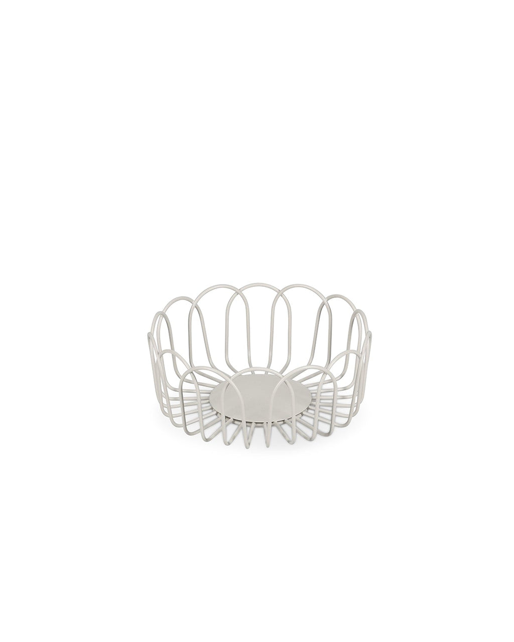 Flores - Cestino in filo metallico grigio, 16xH7cm