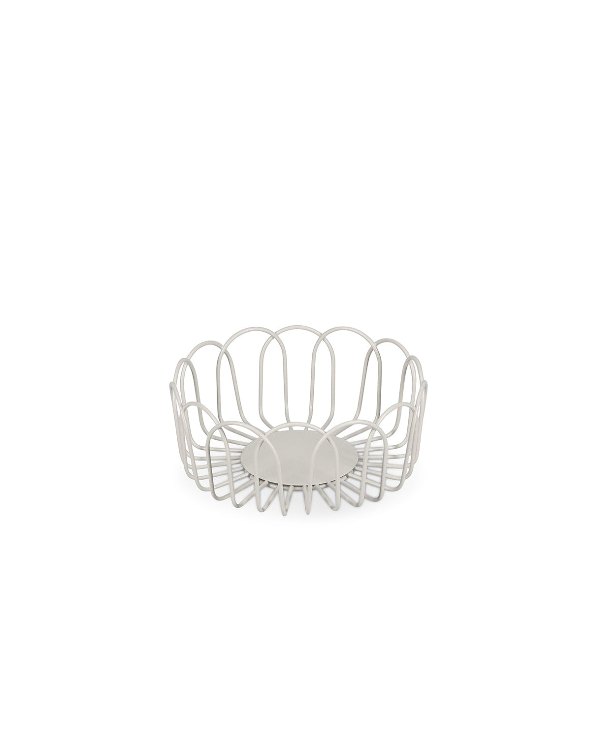 Flores - Cestino in filo metallico grigio, 16xH7cm
