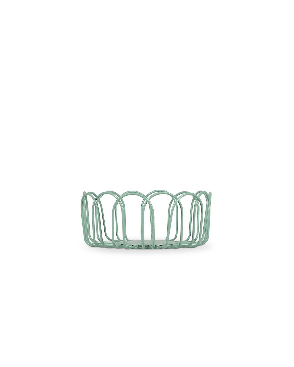 Flores - Cestino in filo di metallo verde acqua, 16xH7cm