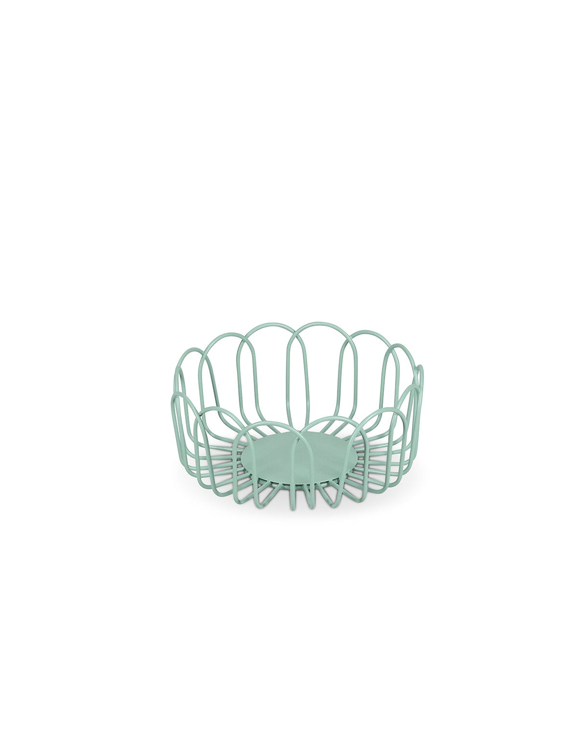 Flores - Cestino in filo di metallo verde acqua, 16xH7cm