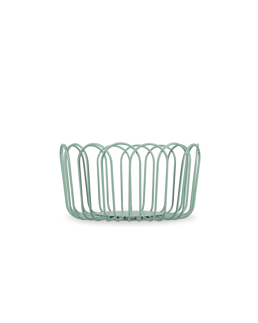 Flores - Cestino in filo di metallo verde acqua, 19xH10cm
