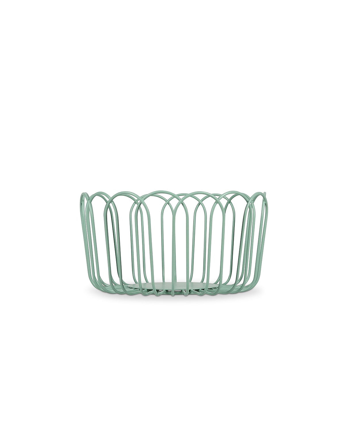 Flores - Cestino in filo di metallo verde acqua, 19xH10cm