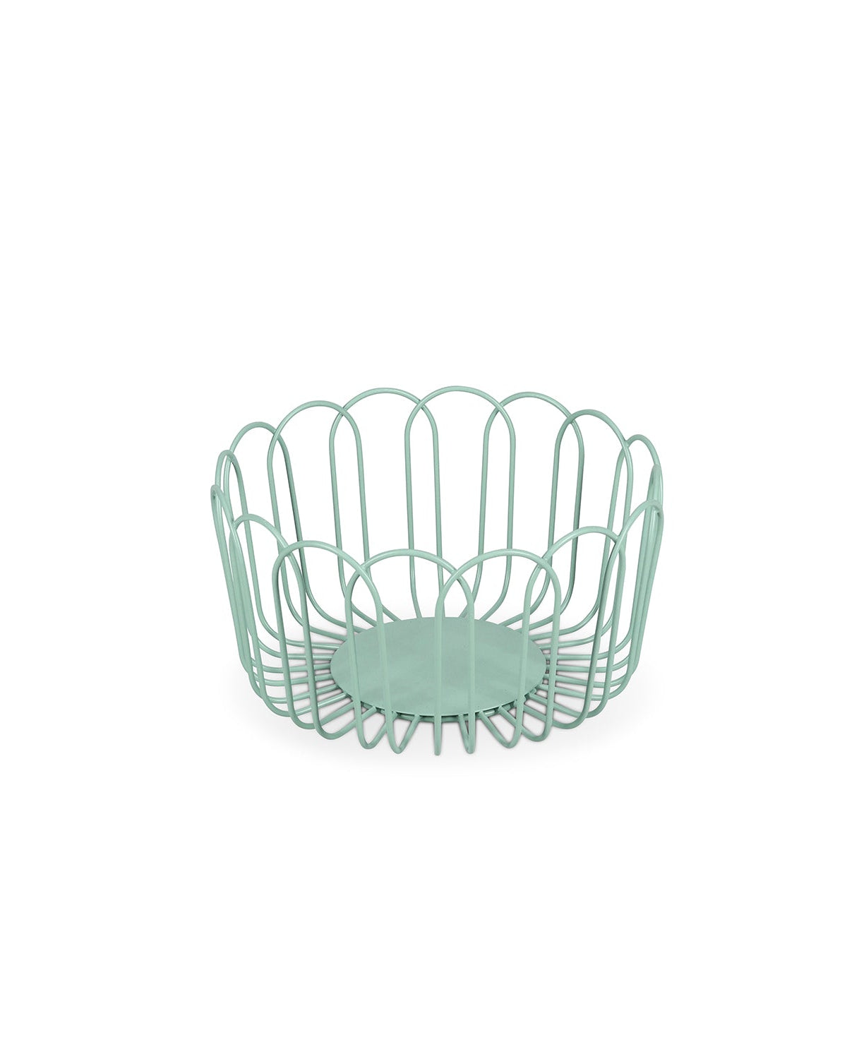 Flores - Cestino in filo di metallo verde acqua, 19xH10cm