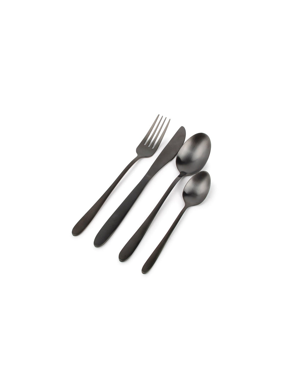Slim - Set di posate da 24 pezzi, nero opaco
