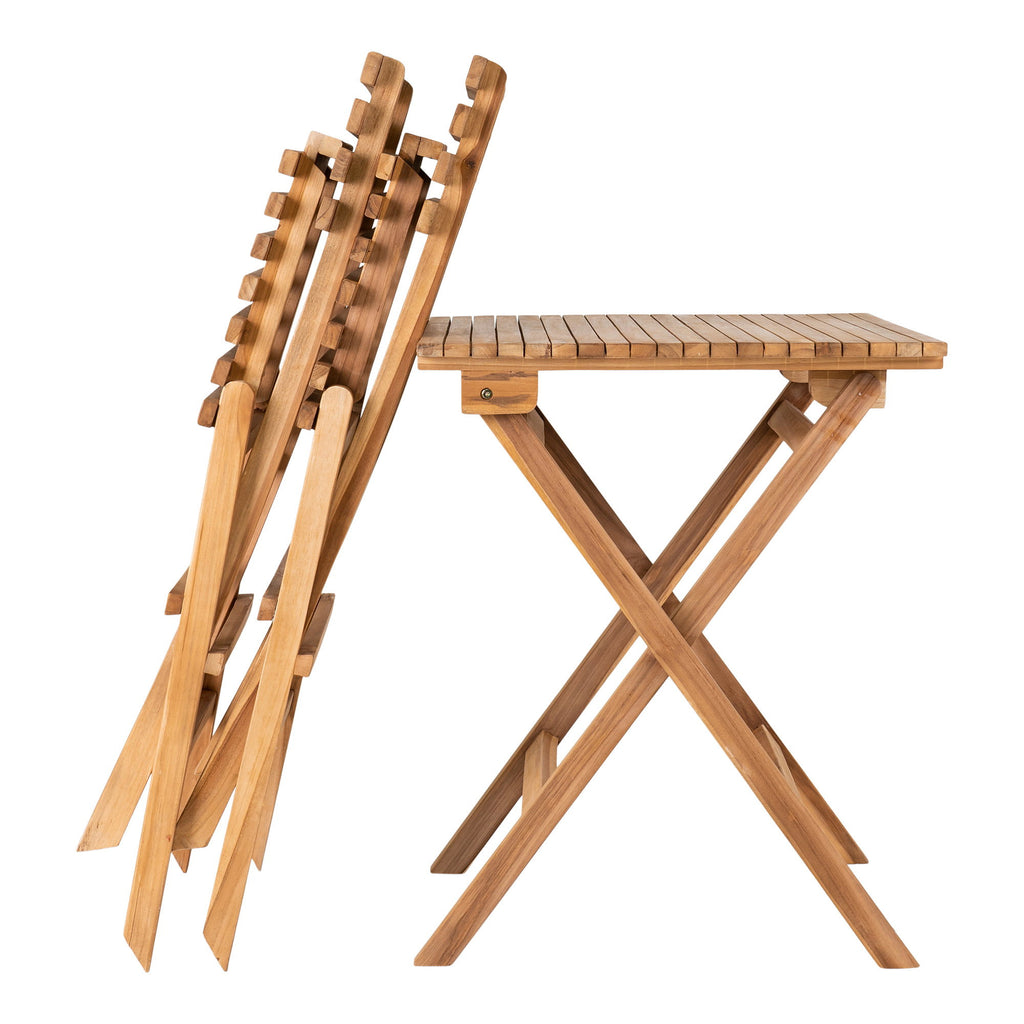 Cuenca - set da caffè, 2 sedie e 1 tavolo, teak, naturale