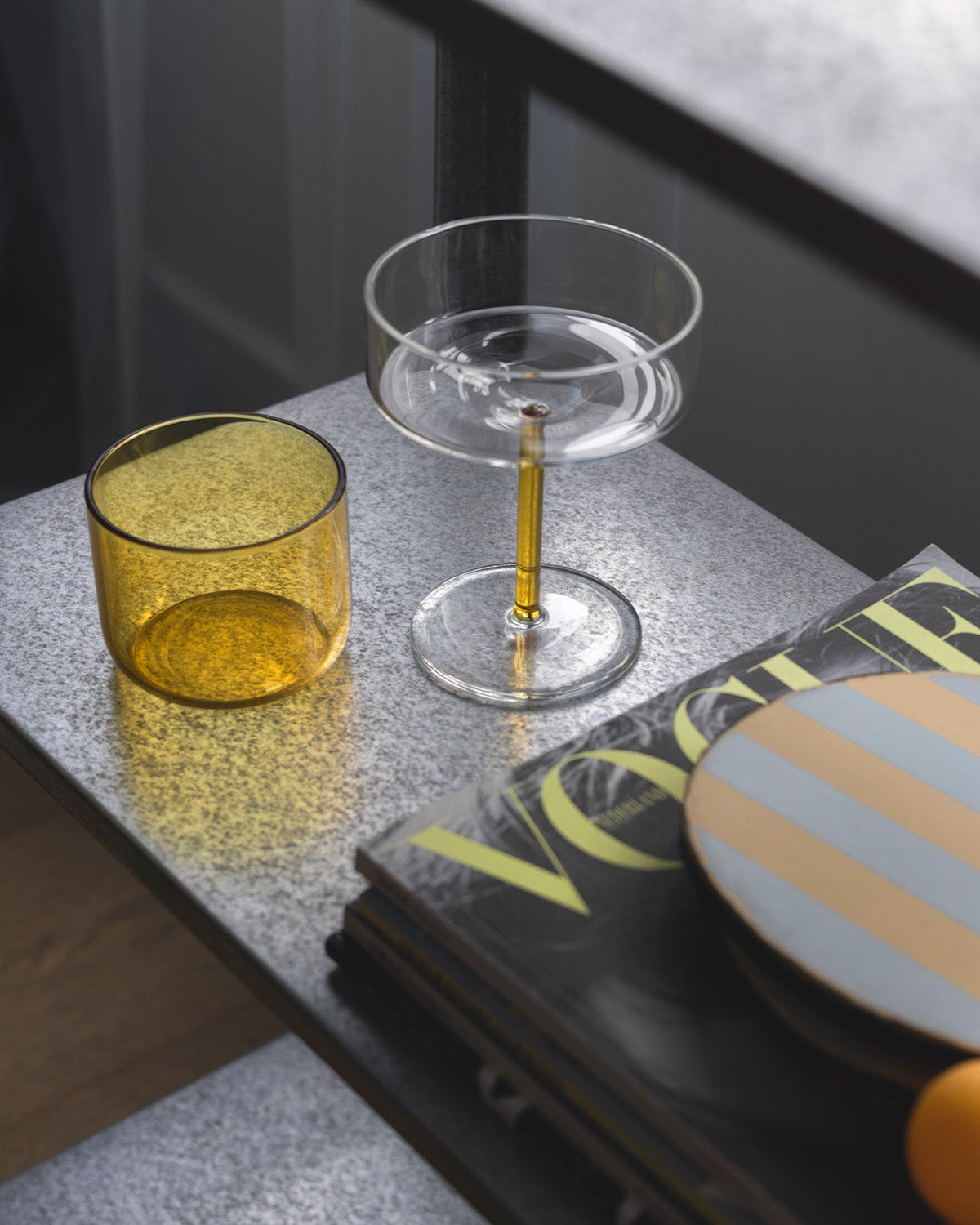 Fizz - Set 2 Coppe da champagne in vetro giallo
