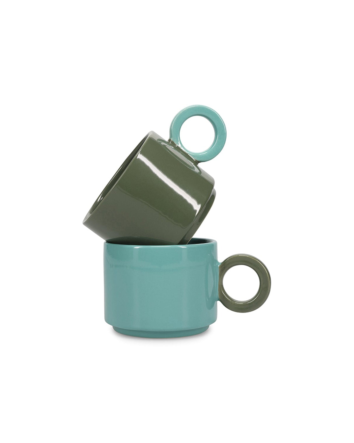 Lou - Tazza bicolore verde e blu, 28 cl