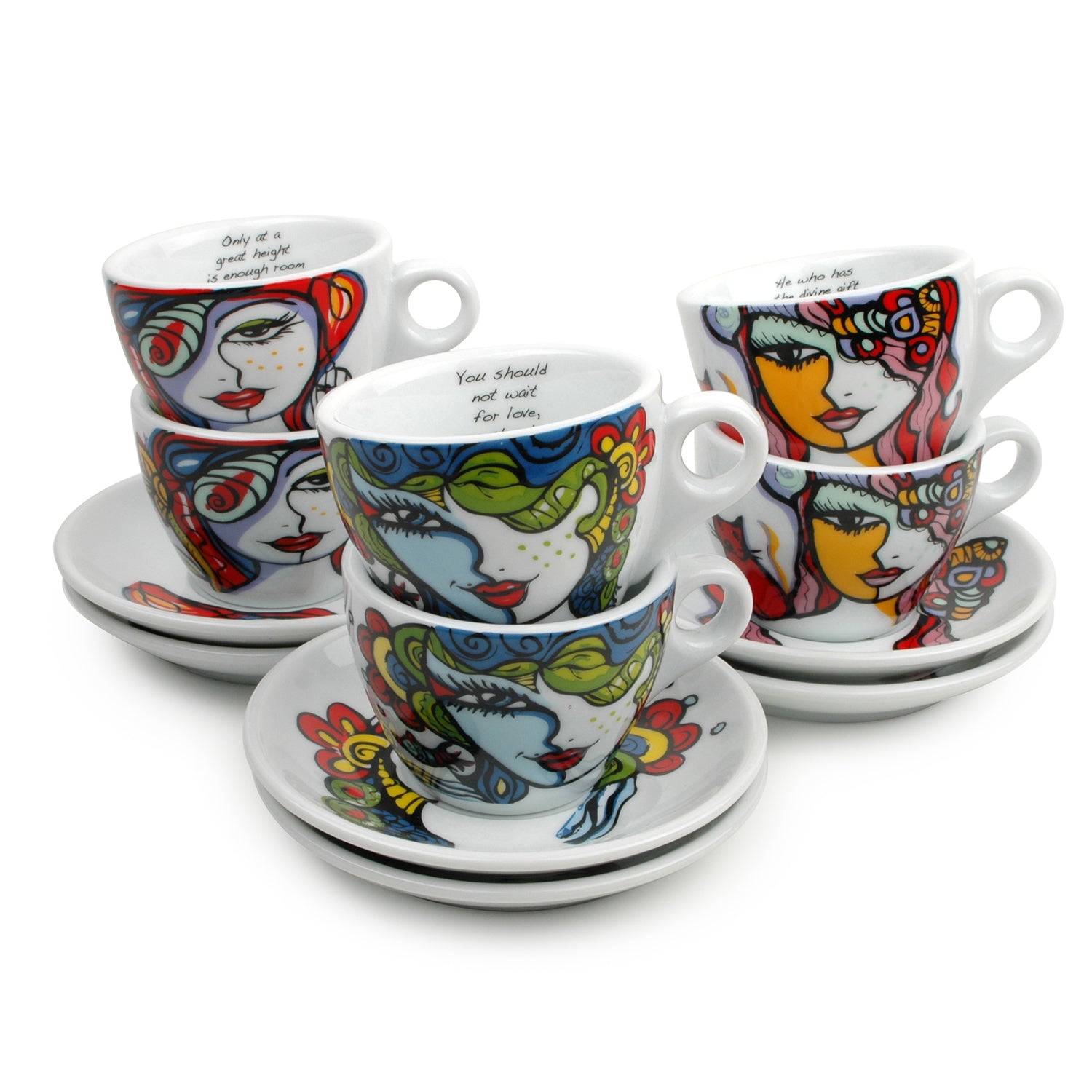 Josien Broeren - set da 6 Tazze 19 cl con piattino