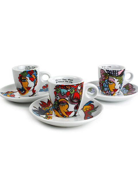 Josien Broeren - Set 6 Tazzine da caffè con piattino, 6,5 cl