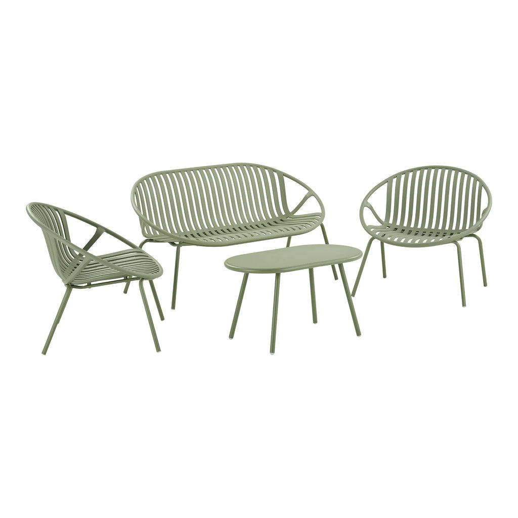 Saly - set da giardino in polipropilene e acciaio, verde