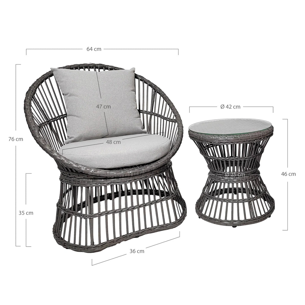 Natal - set da giardino in rattan grigio