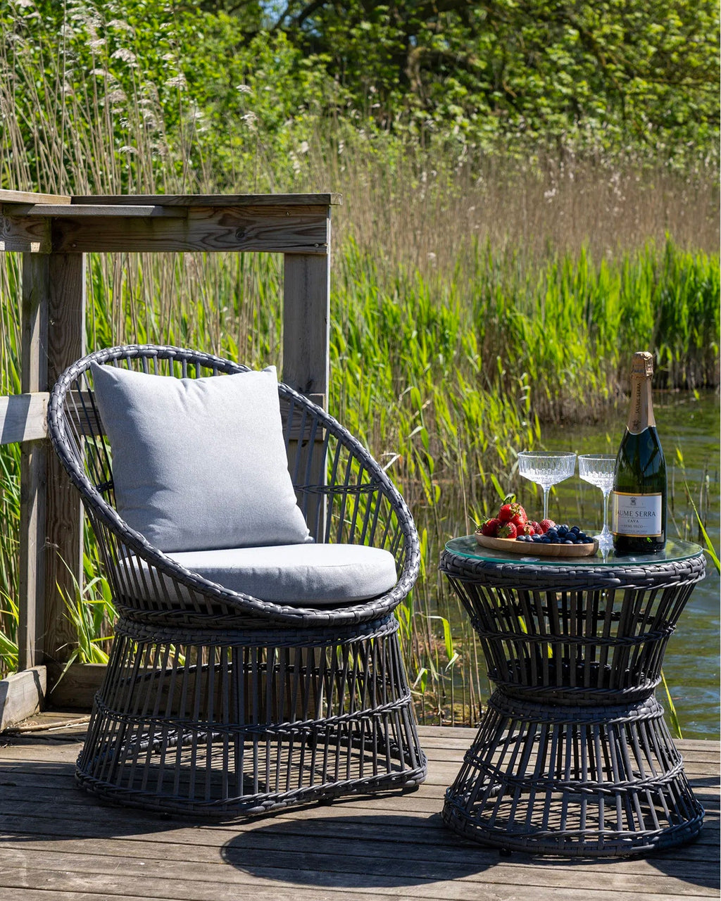 Natal - set da giardino in rattan grigio