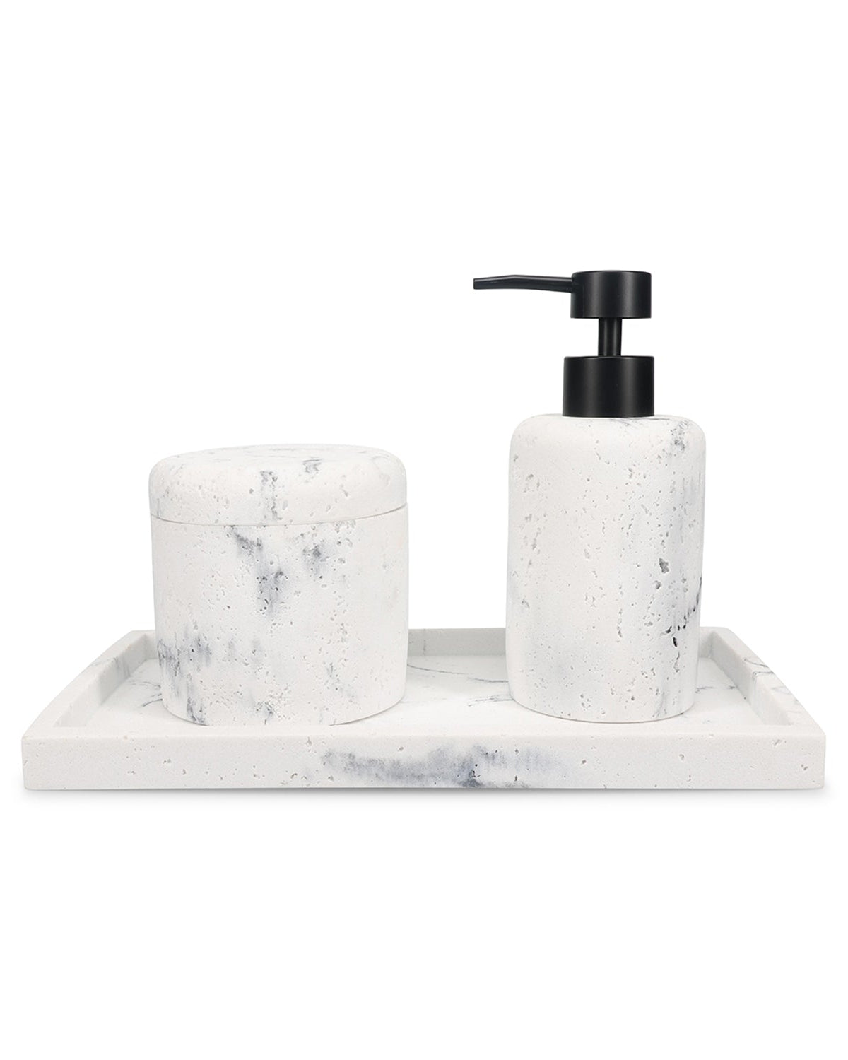 Suds - Dispenser per sapone in poliresina effetto marmo bianco