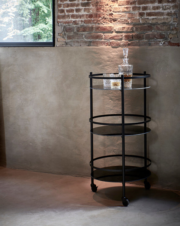 Bar - Carrello con tre ripiani, nero