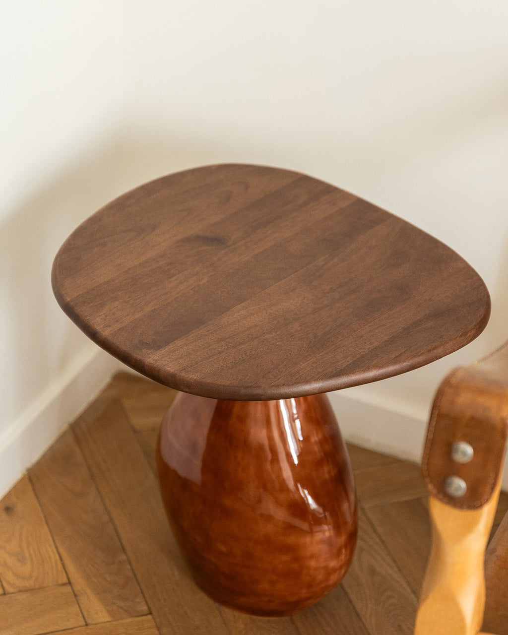 Mio - Tavolino con piano in  legno, color terracotta, 41x36xH40cm