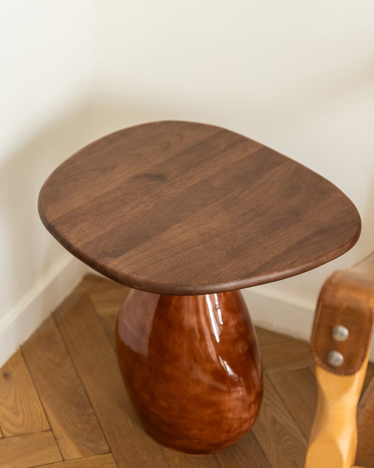 Mio - Tavolino con piano in  legno, color terracotta, 41x36xH40cm