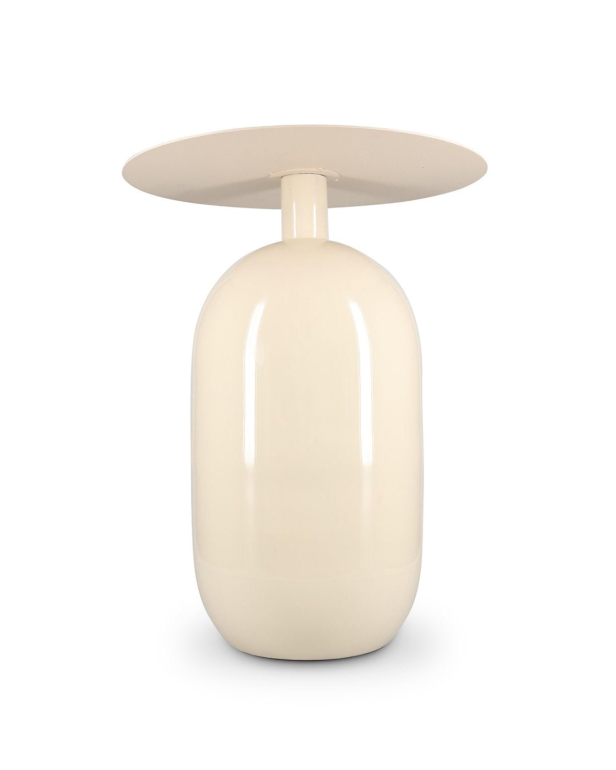 Mio - Side table in metallo avorio, 40 x H52