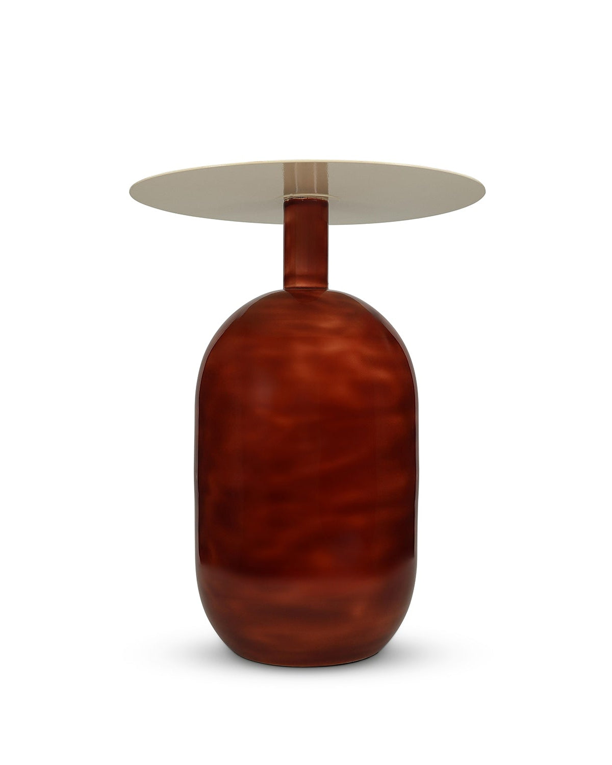 Mio - Side table in metallo rosso terracotta, 40xH52 cm