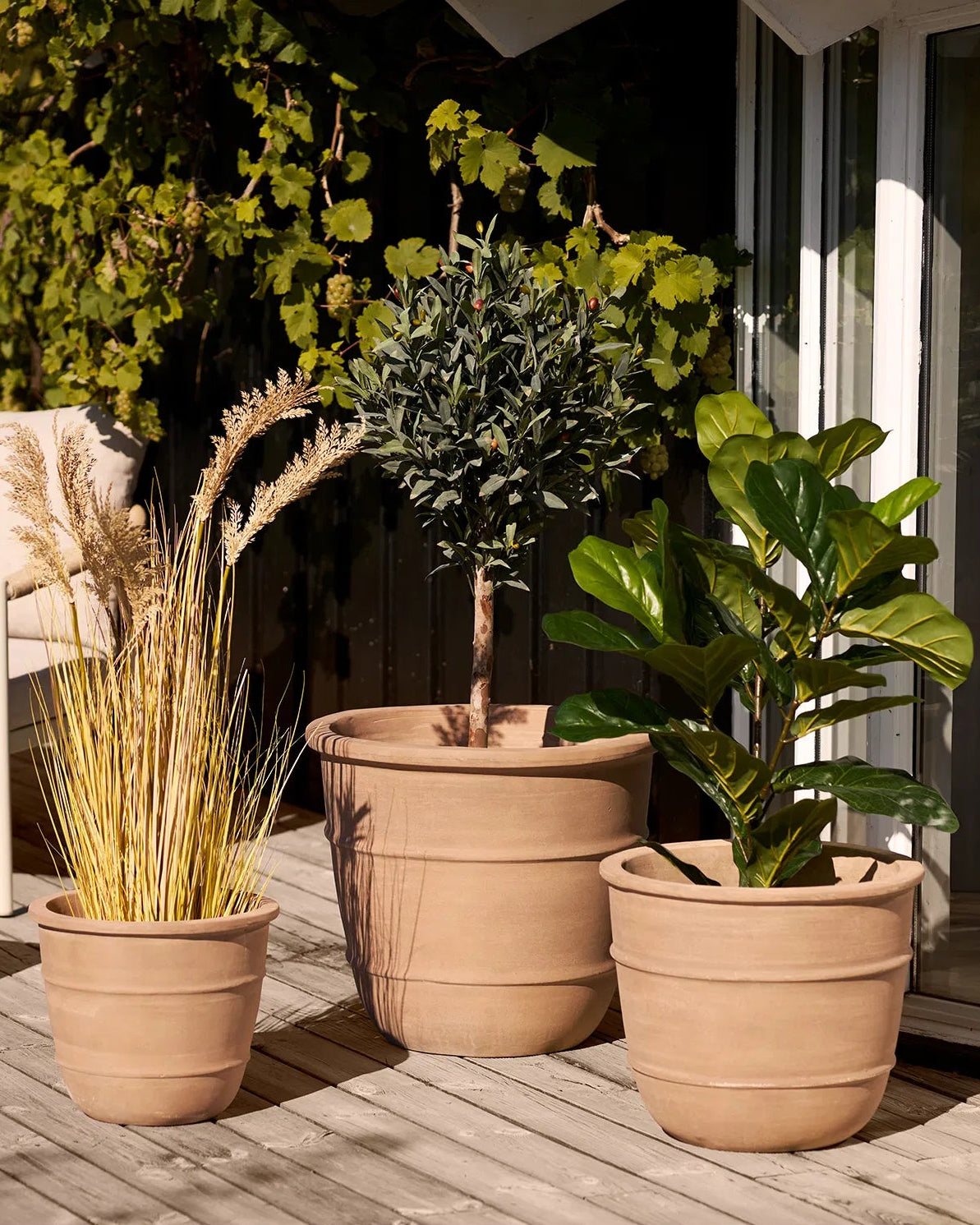 Kragholm - set tre vasi in terracotta, per esterni