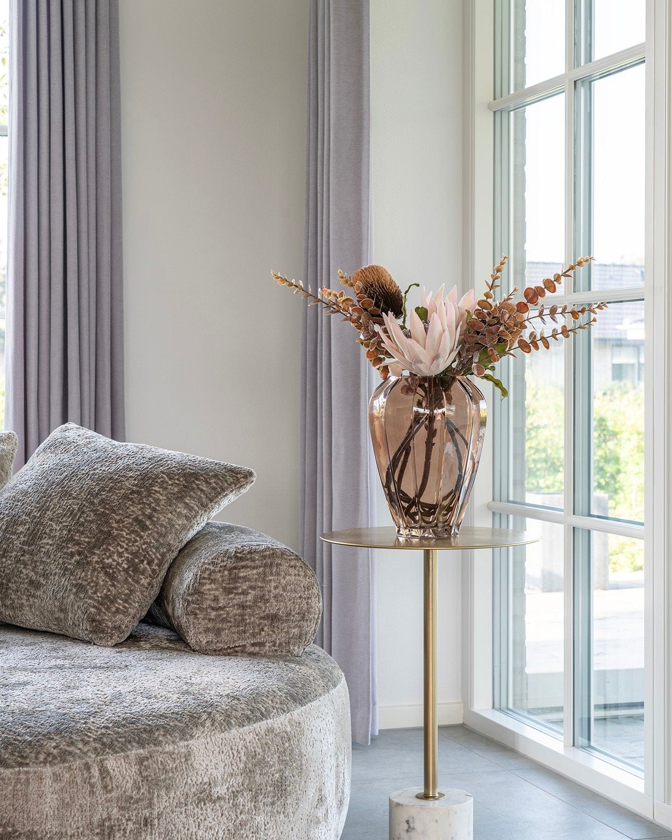 Rea - Bouquet fiori artificiali, mix bordeaux, 65 cm