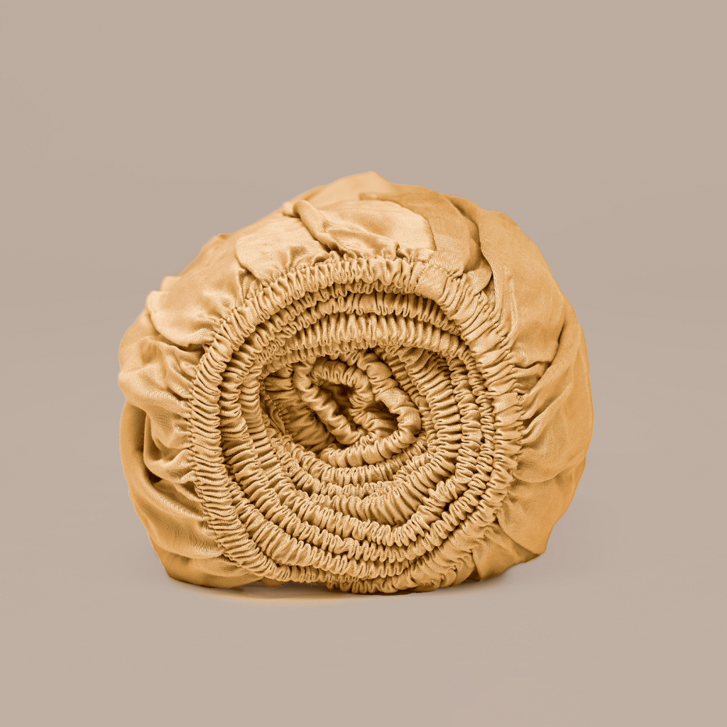 Bamboo - Lenzuolo con angoli arricciati in eco bamboo, giallo senape, 180 x 200