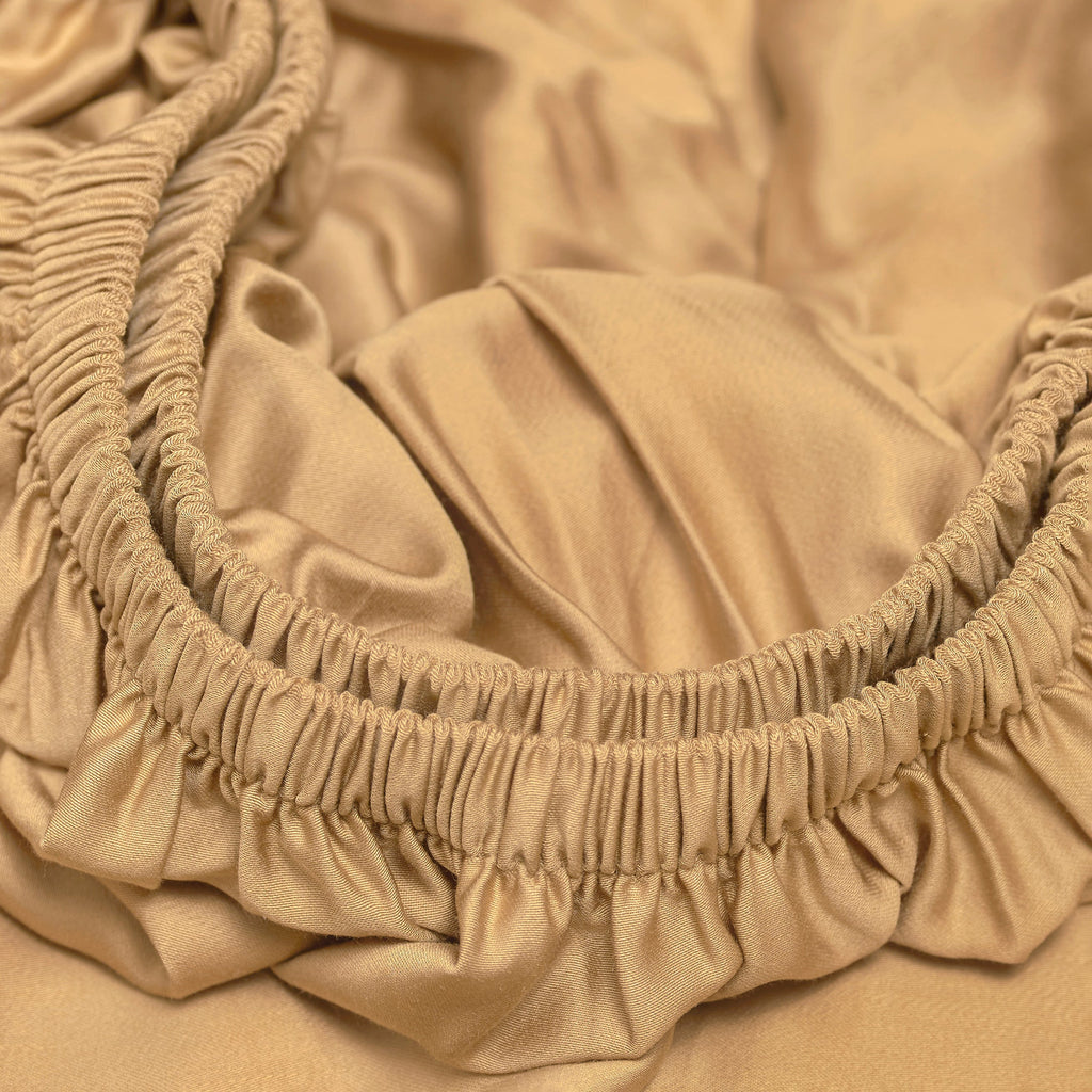 Bamboo - Lenzuolo con angoli arricciati in eco bamboo, giallo senape, 180 x 200