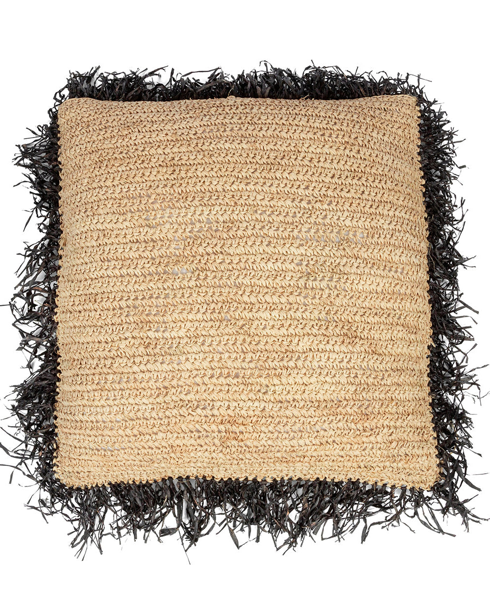 The Raffia - Fodera per cuscino quadrata in rafia - naturale/nero - 60x60