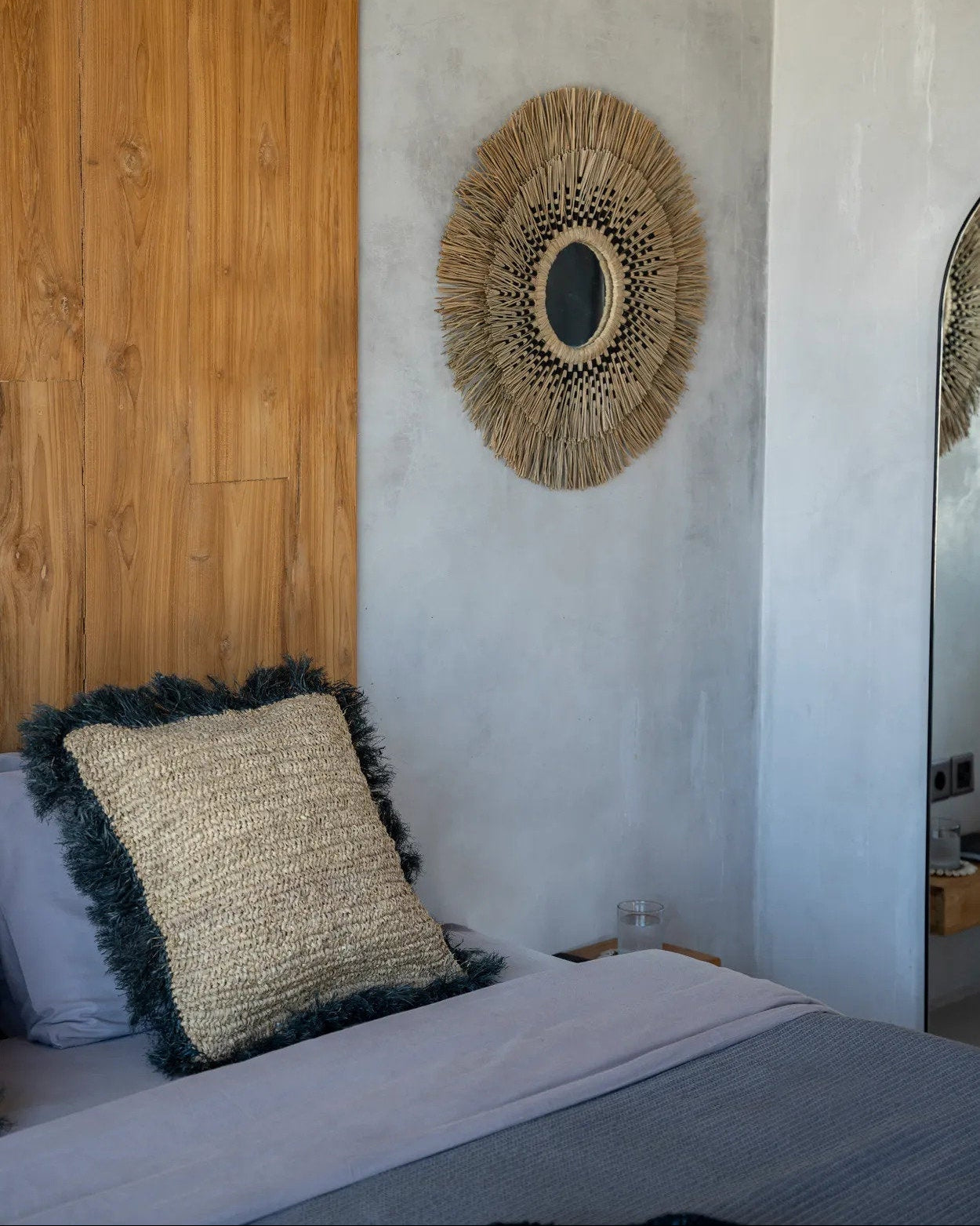 The Raffia - Fodera per cuscino quadrata in rafia - naturale/nero - 60x60