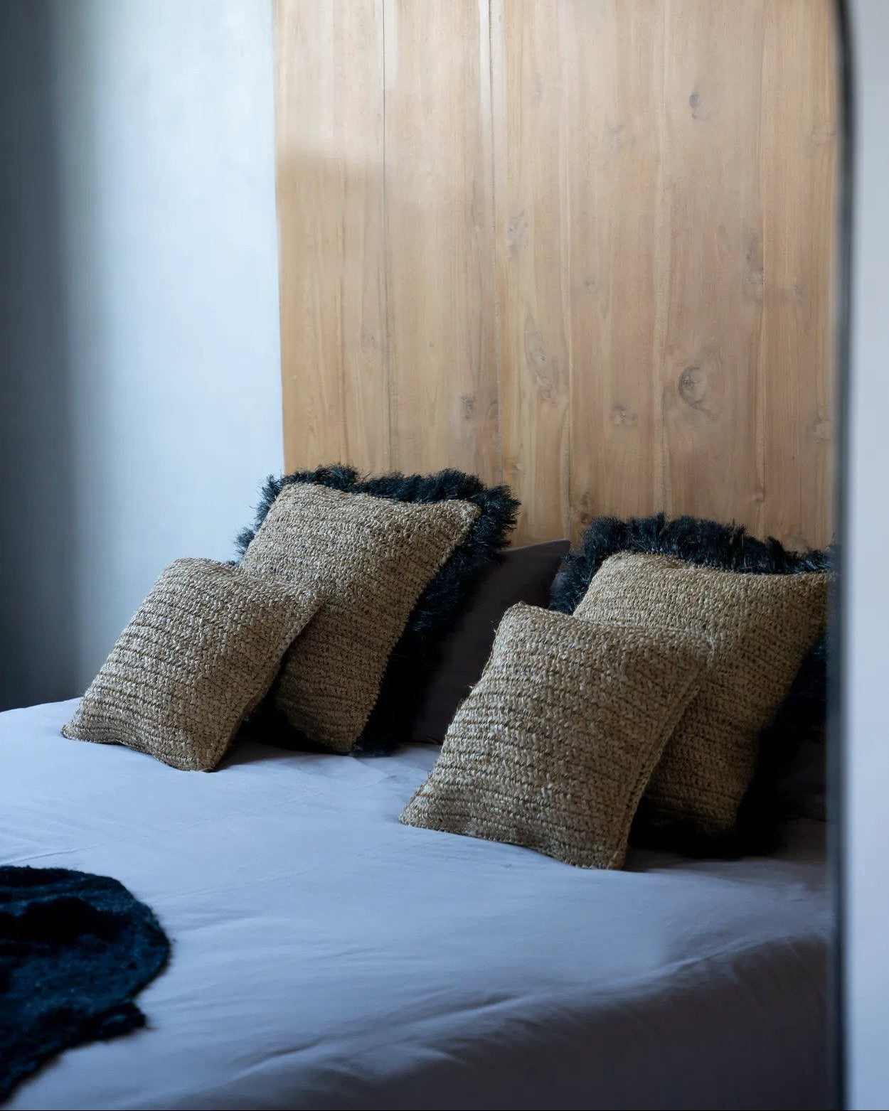 The Raffia - Fodera per cuscino quadrata in rafia - naturale/nero - 60x60