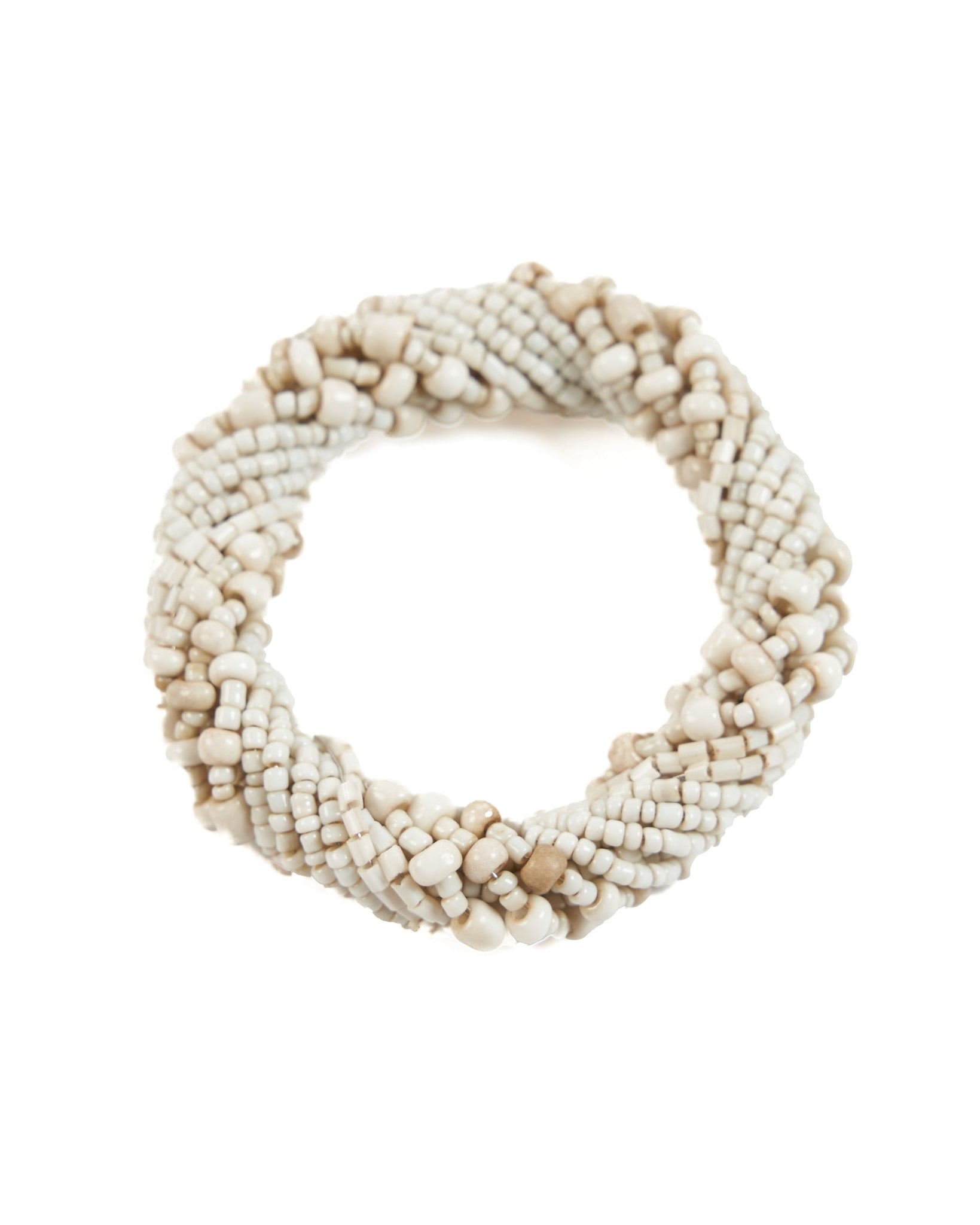 Ring - Porta tovagliolo ad anello con perline - Bianco