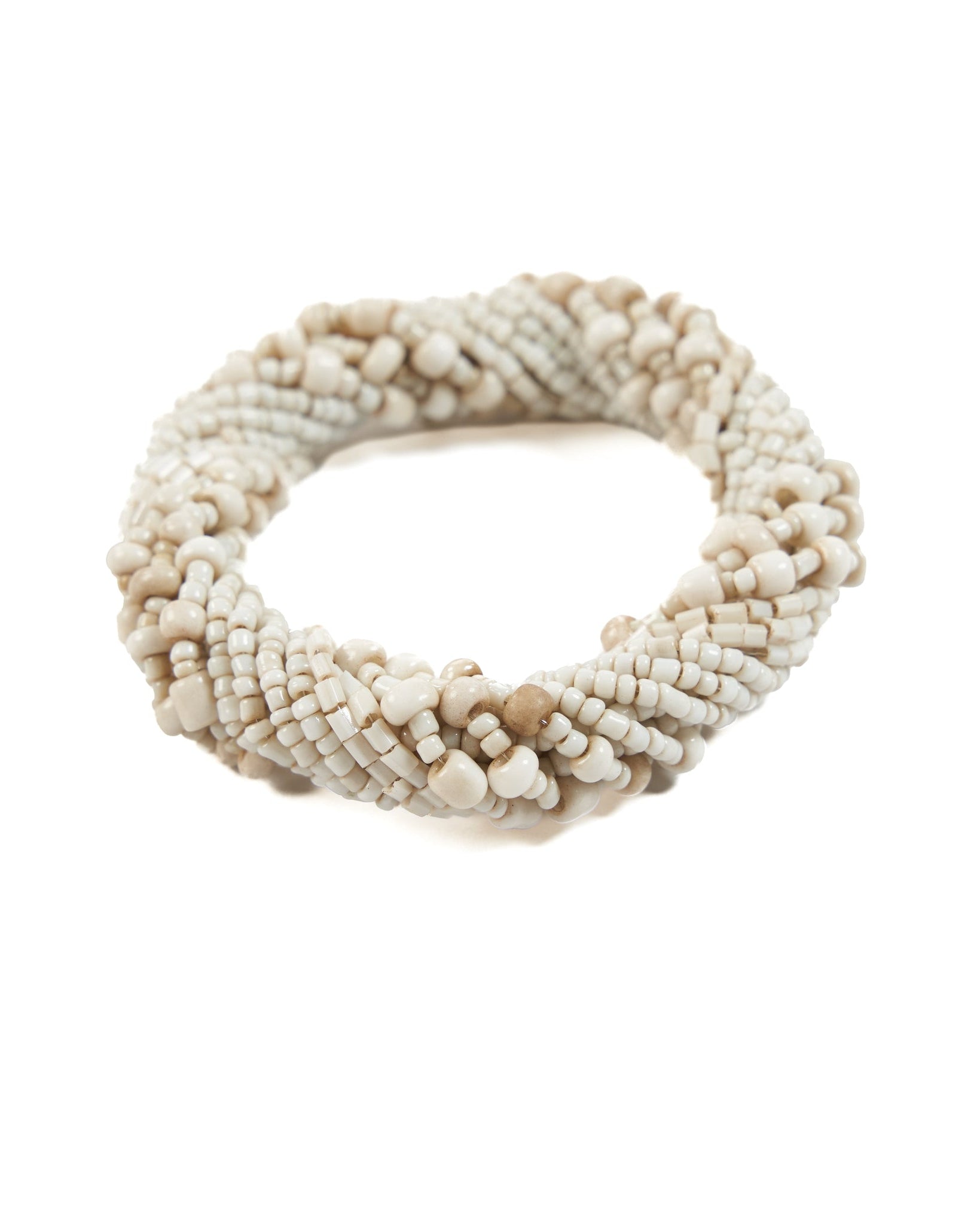 Ring - Porta tovagliolo ad anello con perline - Bianco