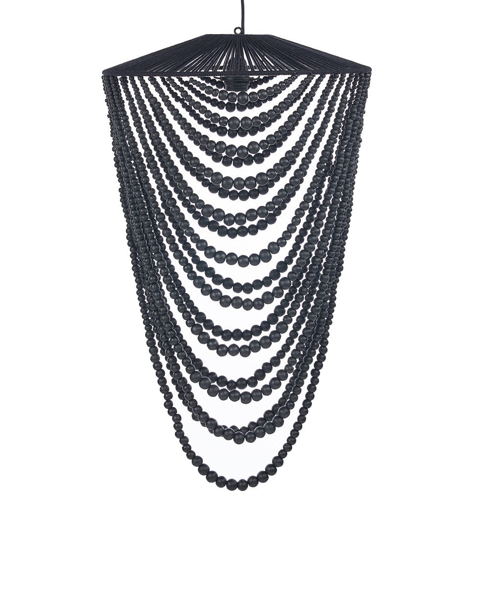 Bead L - Lampadario chandelier con perline di legno - Nero