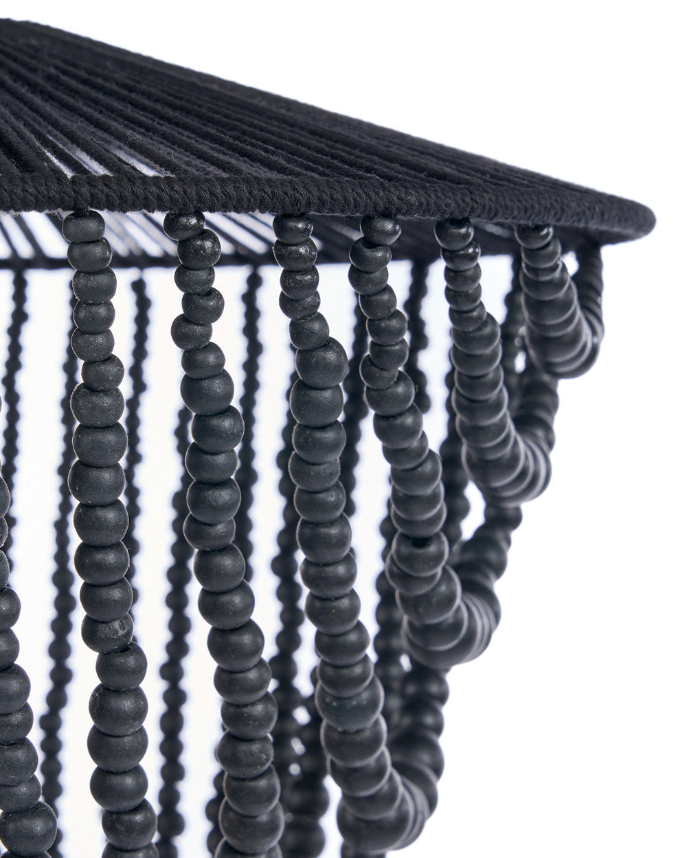 Bead L - Lampadario chandelier con perline di legno - Nero