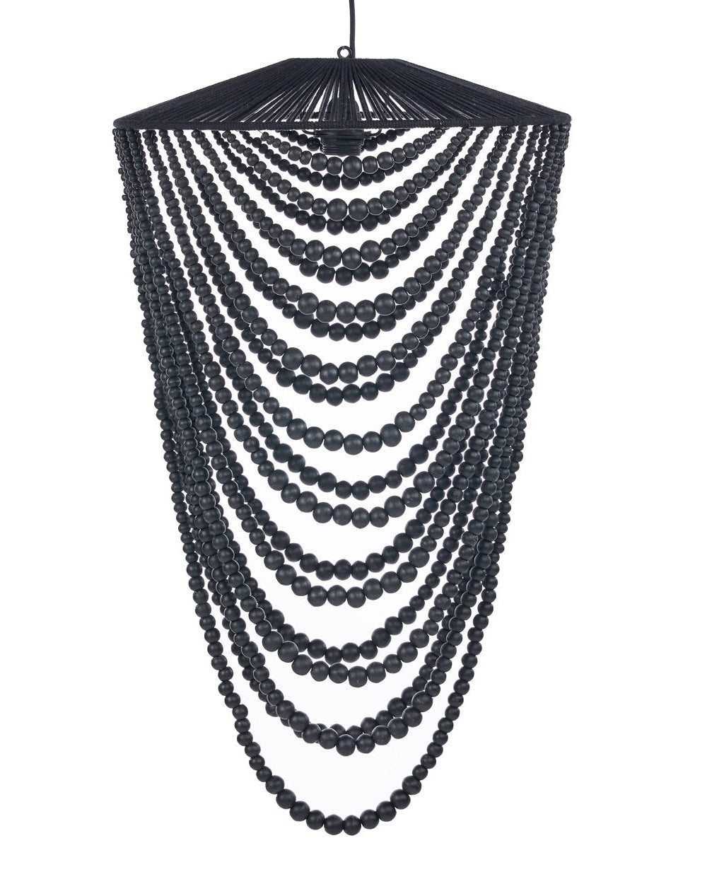 Bead L - Lampadario chandelier con perline di legno - Nero