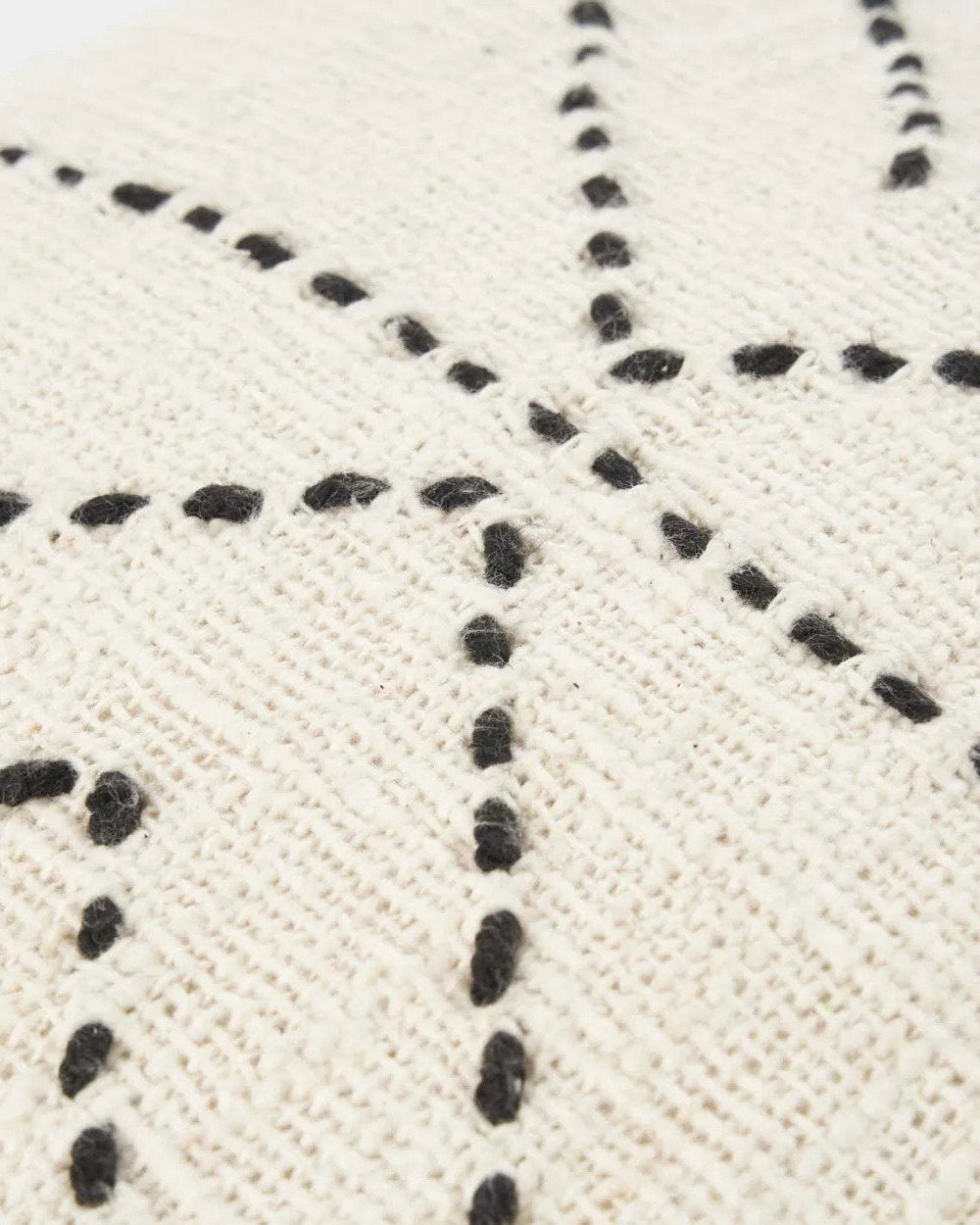 Tribal - Fodera per cuscino in cotone e rafia bianco naturale