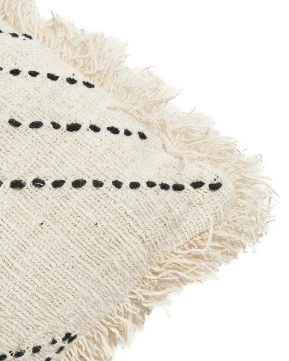 Tribal - Fodera per cuscino in cotone e rafia bianco naturale